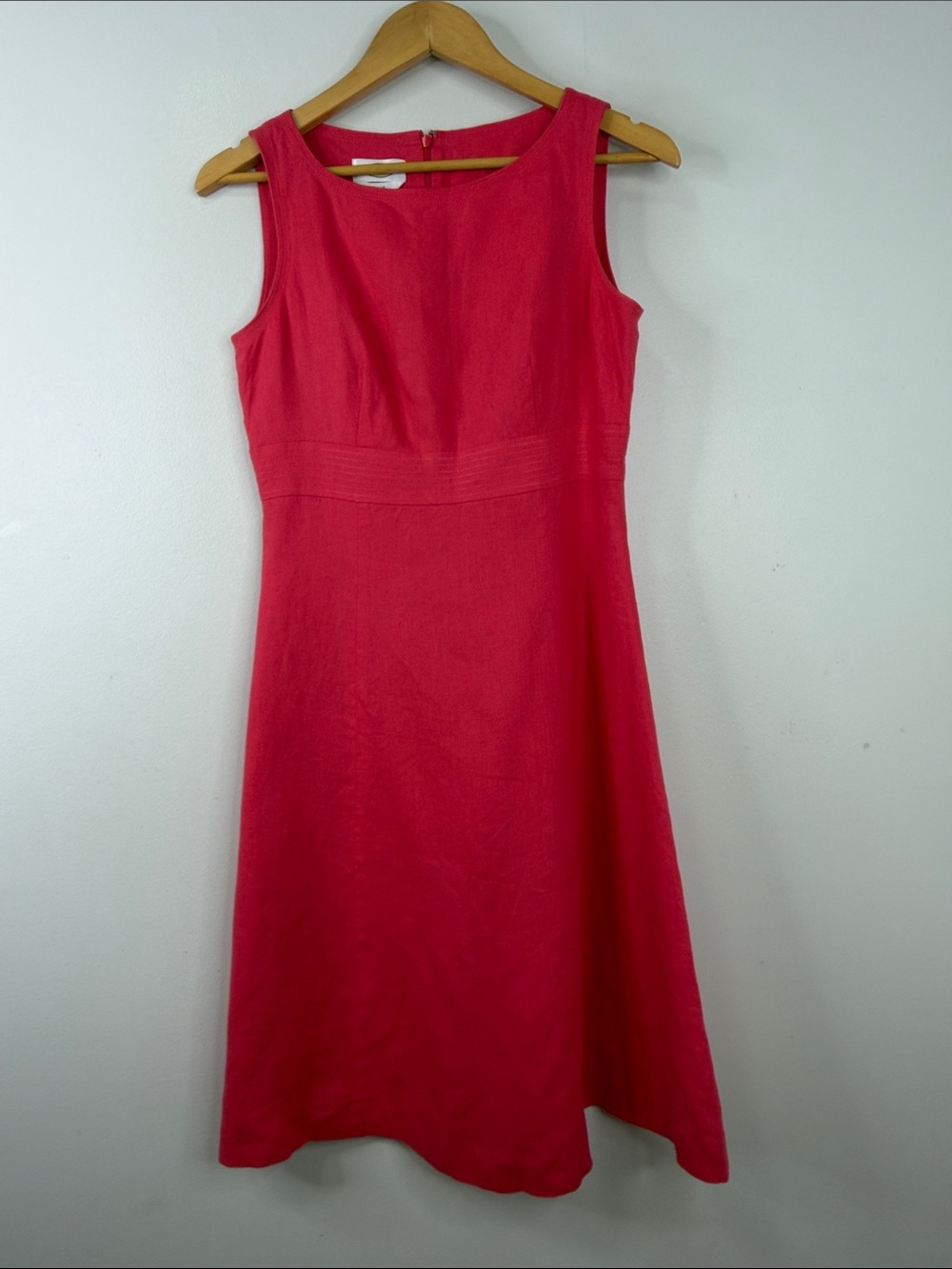 Talbots Irish Linen Dress Womens 4 Hot Pink Sleeveless Fit Flare Wedding Party